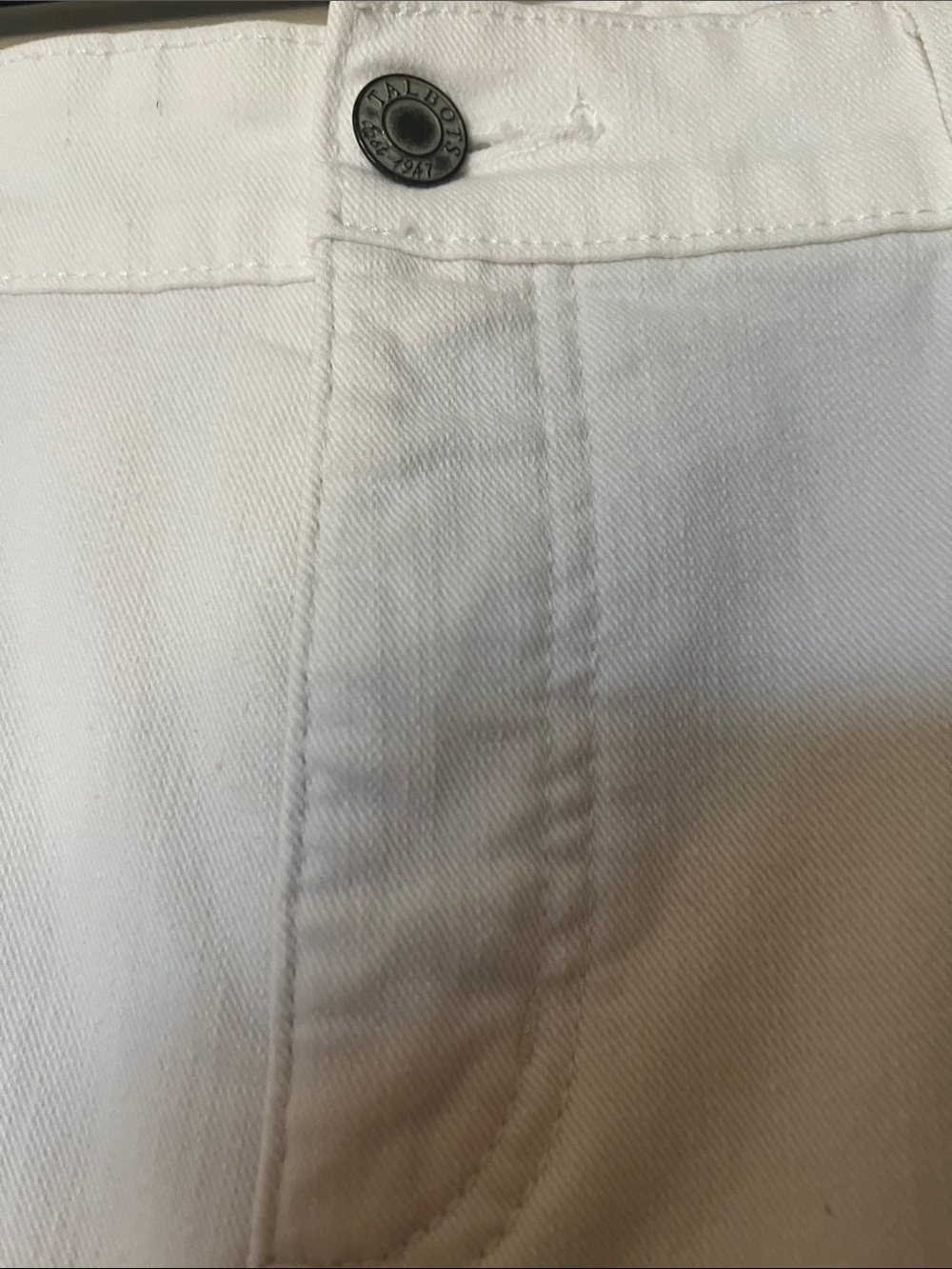 Talbots White Cropped Button-Hem Pants - Picture 3 of 8